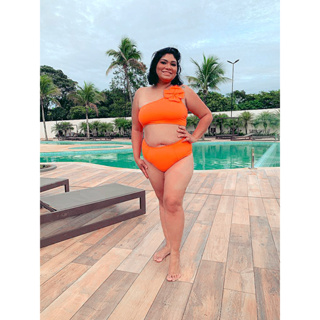 BIQUINI SEGURA BARRIGA - PALA TRIPLA NA BARRIGA, MODELO MICHELLE, MANGA NULA COM FLOR LATERAL, MENOR NO BUMBUM, CONFORTO E SEXY