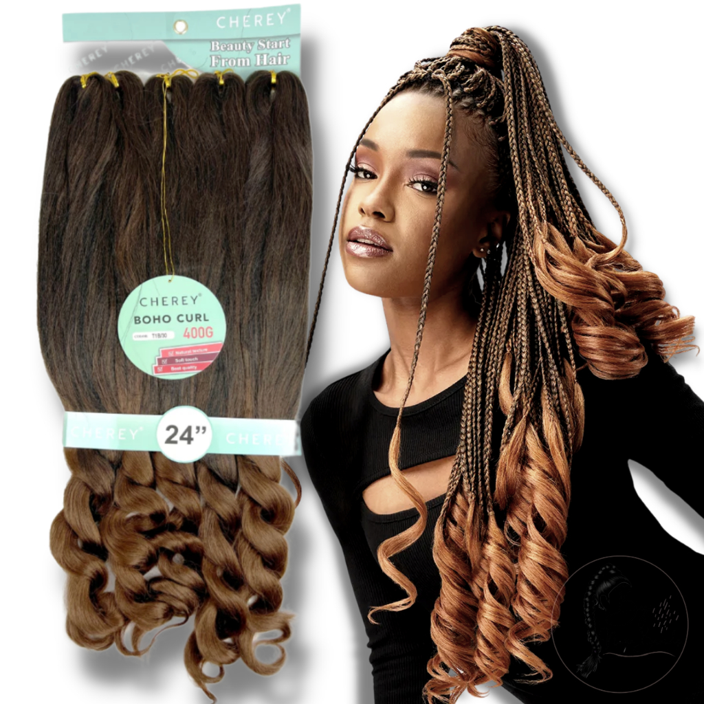 Jumbo Boho Curl Preto c/ Cobre #T1B/30 Fibra Premium 400gr - Cherey french  curl