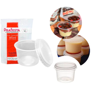120un Pote Redondo 145ML com tampa vai ao freezer e microondas em Oferta na Shopee