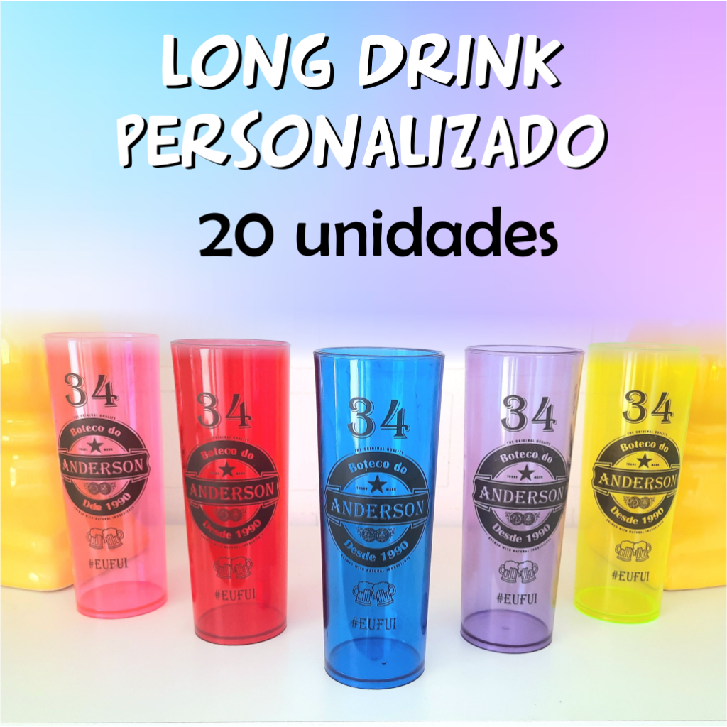 20 Copos Long Drink Personalizados para Evento Festa Aniversário ...