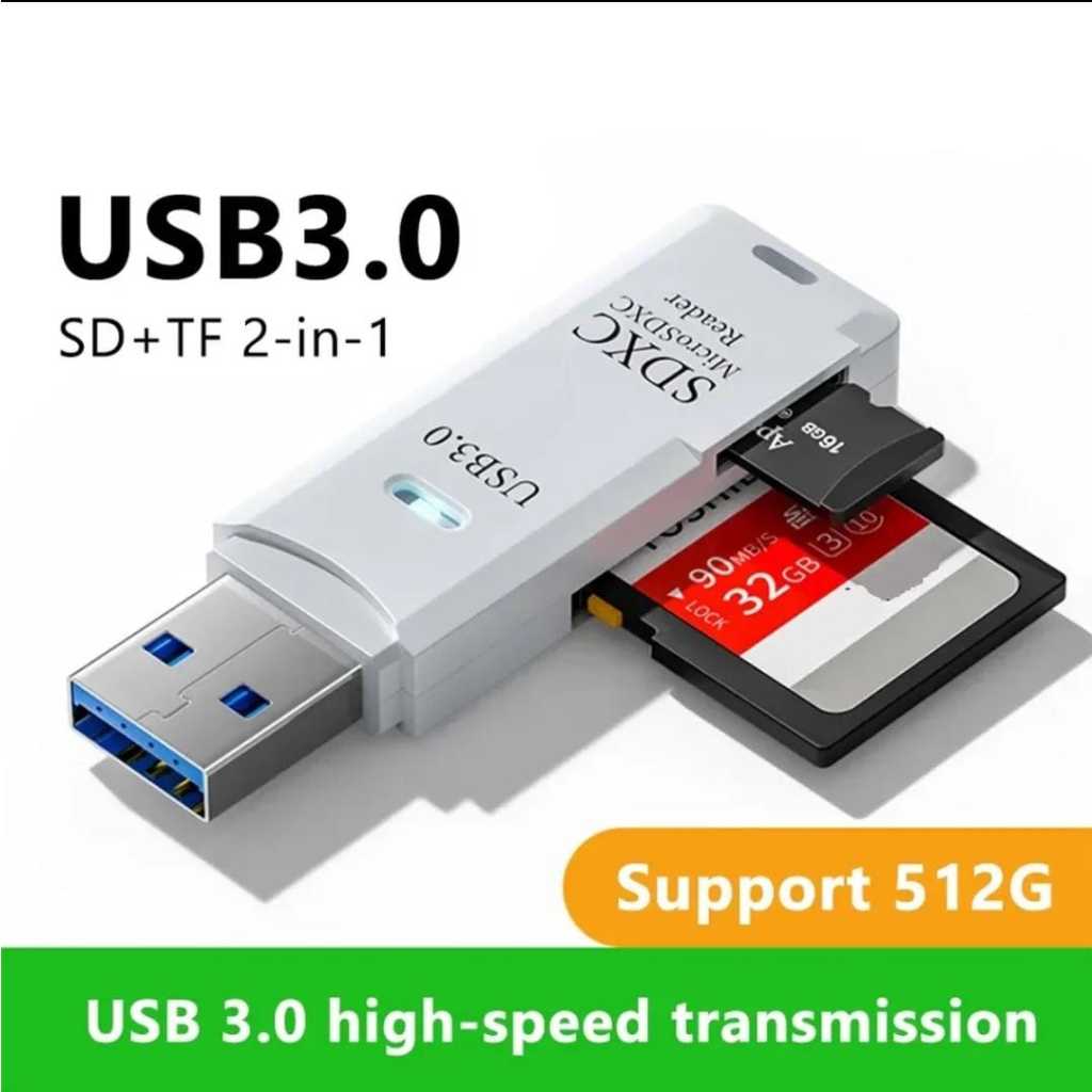 Mini Alta Velocidade 2 em 1 Multi Card Reader USB 3.0 Micro SD TF Cartão de Memória Flash Drive Adaptador