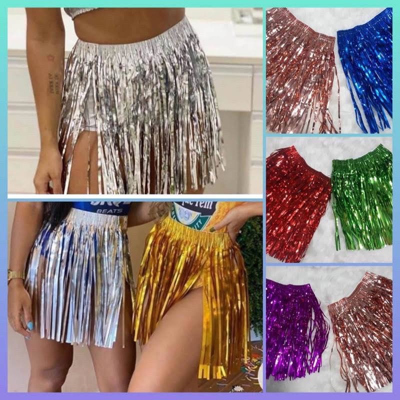 Saia De Fitas Metalizada Colorida 40cm Festa Carnaval 2025 | Shopee Brasil