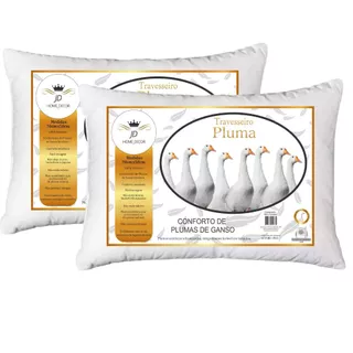 Kit 2 Travesseiros Penas E Plumas De Ganso Anti Alérgico Material Sintético