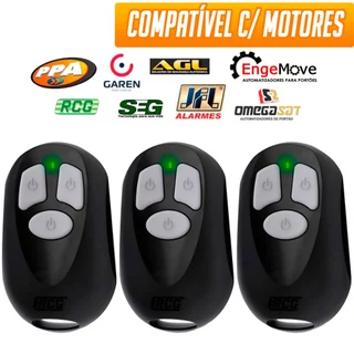 3x Controle Portão Eletrônico ( Txcar | Chaveiro | Controle ) 433mhz P/ PPA RCG GAREN SEG AGL