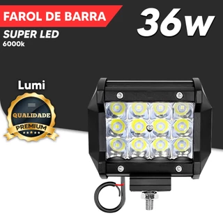 Kit Farol De Barra Quadrado 10cm 12-24 LED 36-72w 12-60V IP65 Branco Frio