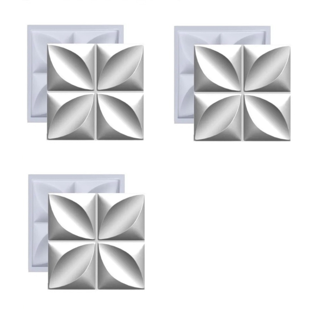 Forma 3D Para Gesso 3 Peças Modelo Pétala 29,5x29,5cm em ABS 1mm