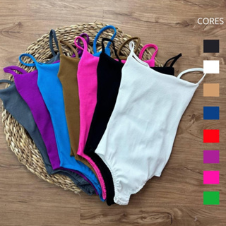 KIT 2 Body Alcinha Fina Premium Feminino Alça Fina Canelado