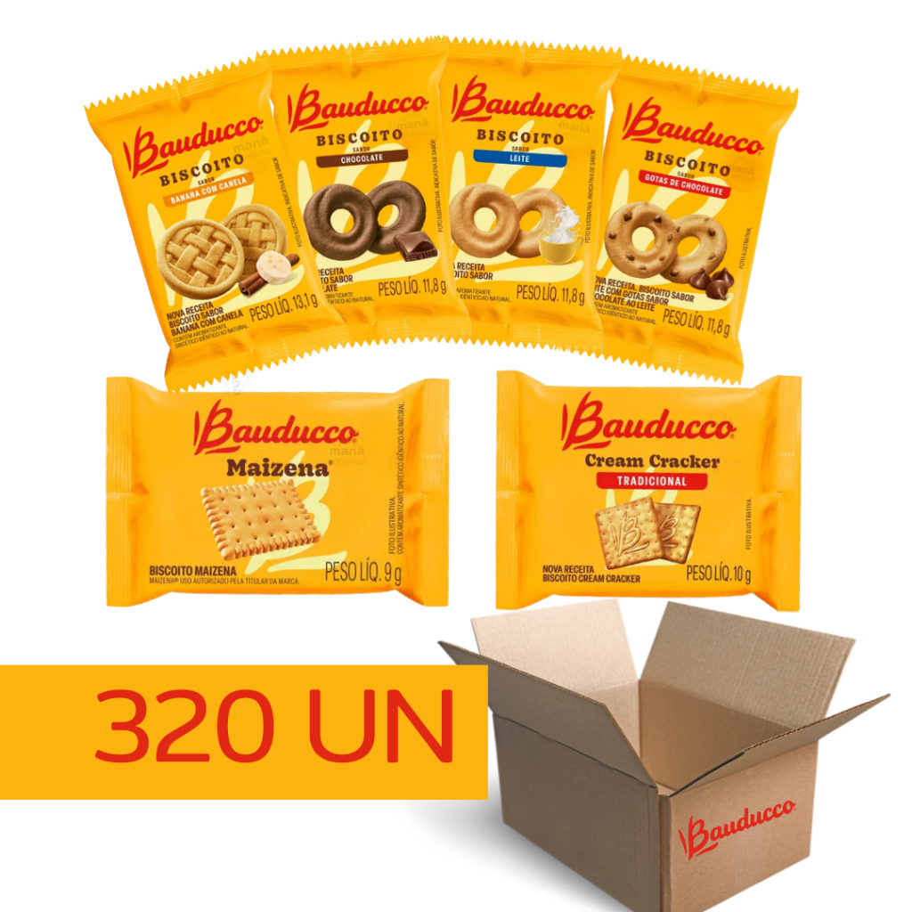 Kit 320un Biscoitos Em Sache Sabores Sortidos Bauducco