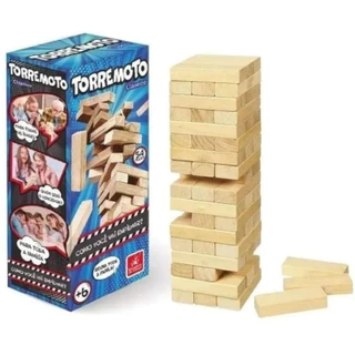 Jogo Caiu Perdeu Torremoto de Madeira MDF 54 Peças - Brincadeira De Criança