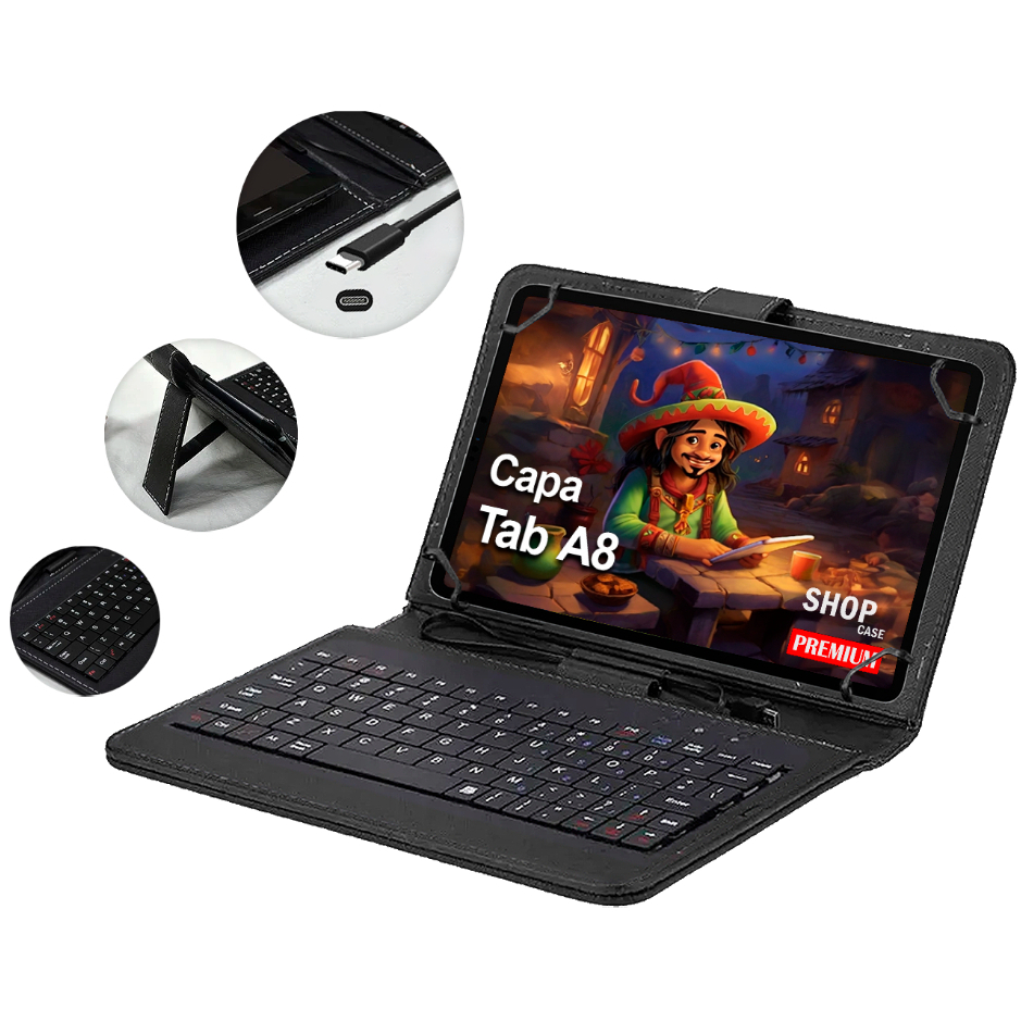Capa Teclado Para Tablet Galaxy Tab A8 Tela 8.0'' T290 T295
