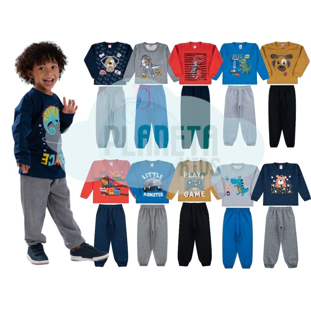 Kit 10 Peças Moletom Masculino Infantil Menino Bebê 1 a 8