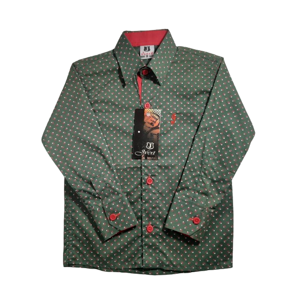 Camisa Social Infantil para Menino - Design de Pontinhos, Elegante e Confortável!