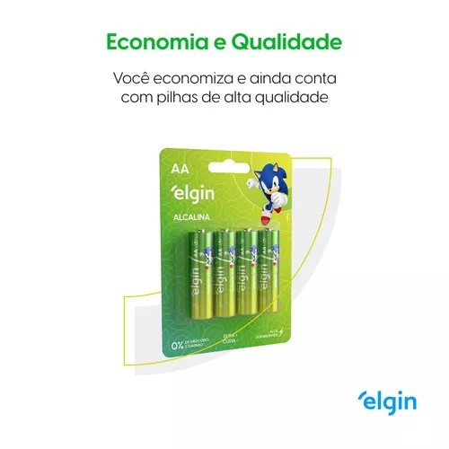 Pilha Elgin Alcalina Pequena Aa - Cartela Com 4 Unidades