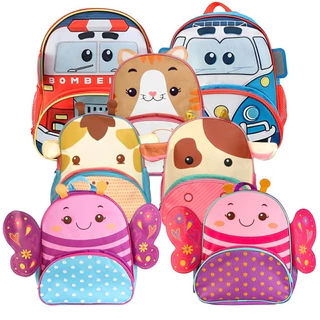 Mochila Escolar Infantil Costas Passeio p/ Bebês Crianças Excursão Creche Viagens Clio Pets Zoo Bichinhos Animais 3D