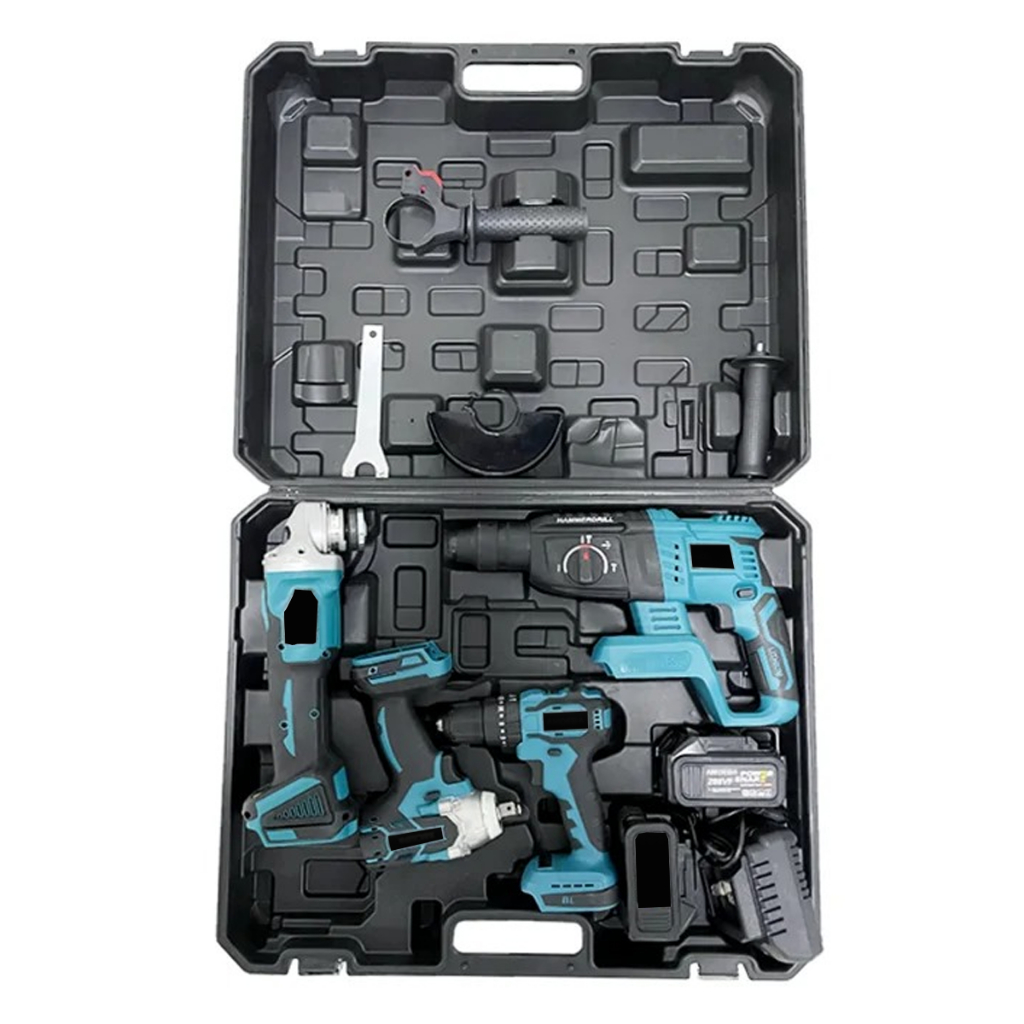Kit 4em1 Martelete Esmerilhadeira Parafusadeira Chave1/2 48v