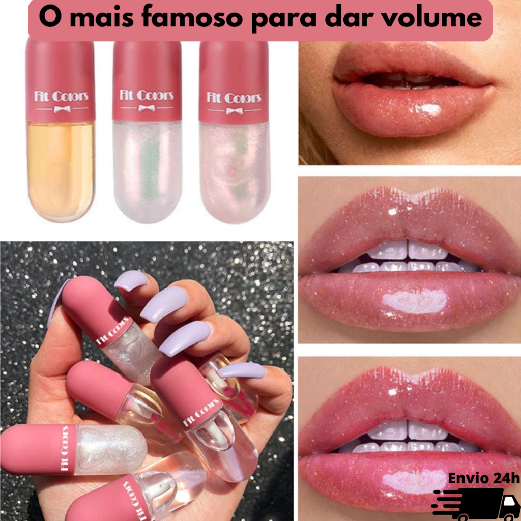 3 Batom Gloss hidratante aumenta boca fit colors muda de cor crystal ...