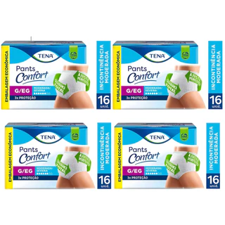 KIT 4x Pacotes Roupa íntima descartável Pants Confort Tena TAM: G/EG 16 unidades cada