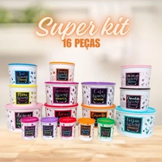 Super kit 16 Potes para Mantimentos Conjunto boa free Pote