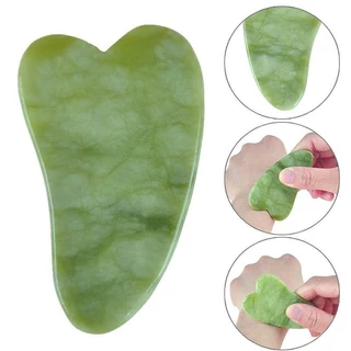 Placa Massageadora Gua Sha Pedra Natural Jade Cristal de Quartzo Verde Aventurina