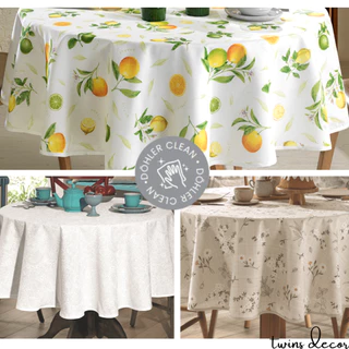 Toalha De Mesa Redonda 4 Lugares 160 cm Limpa Fácil Clean Estampa Corrida Estampada Branco Branca Dohler
