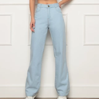 Calça Jeans WIDE LEG Feminina Com Elastano Cintura Alta