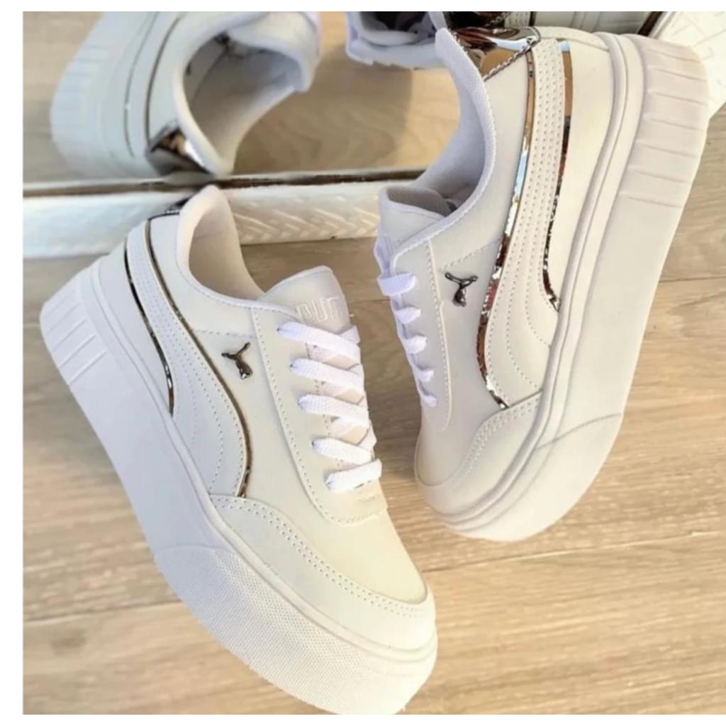 Tênis Puma feminino new suede Mayze plataforma confortavel Calçado Branco Tendencia Moda Inverno Sapato Macio Para Dia Dia De Promoção