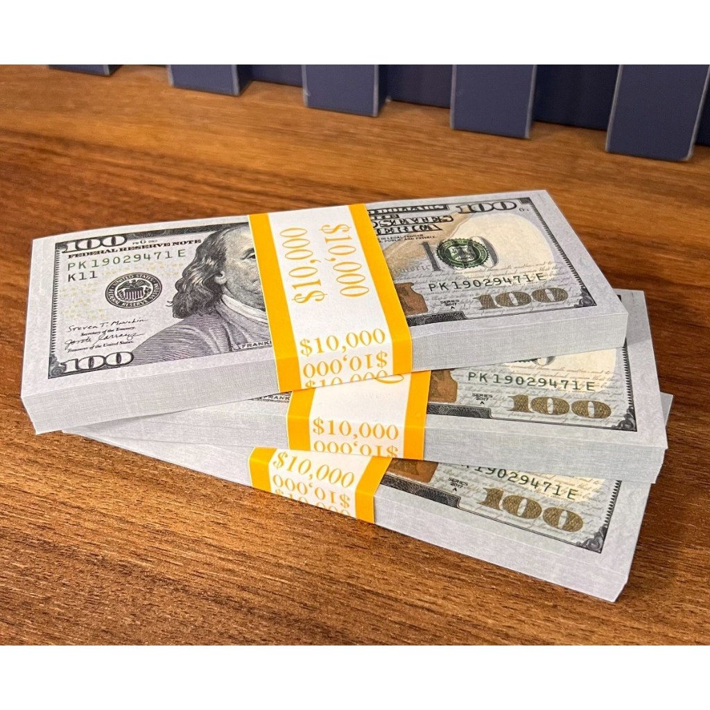 Notas De Dólar (Sem Valor) Tamanho Real Para Decoração