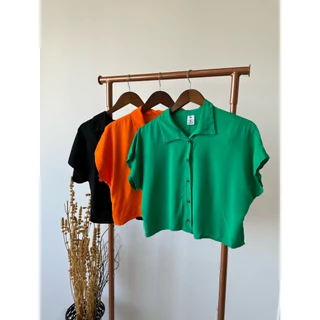 Blusa Camisa Manga Botões Tecido Viscose Verão Fresquinha