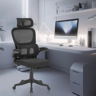 Cadeira de escritório, design ergonômico com suporte lombar independente, malha respirável e encosto de cabeça ajustável（Preto）