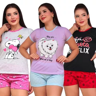 Baby Doll Feminino Estampado Meia Manga / Baby Doll Feminino / Short Doll