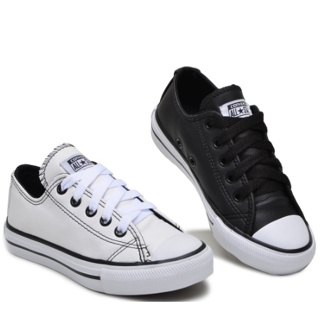 All star best sale converse couro preto