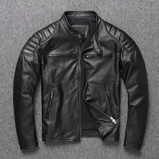 Jaqueta Couro Legitmo Masculina Couro Bovino Estilo Motoqueiro