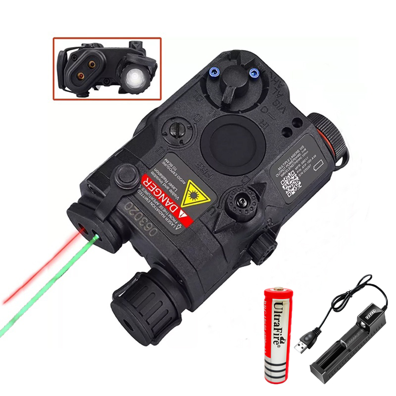 PEQ-15 Preto Khaki LED Transparente + Caixa Com Verde Para 20MM/Trilho/Decoração/Acessórios Táticos De Instalação