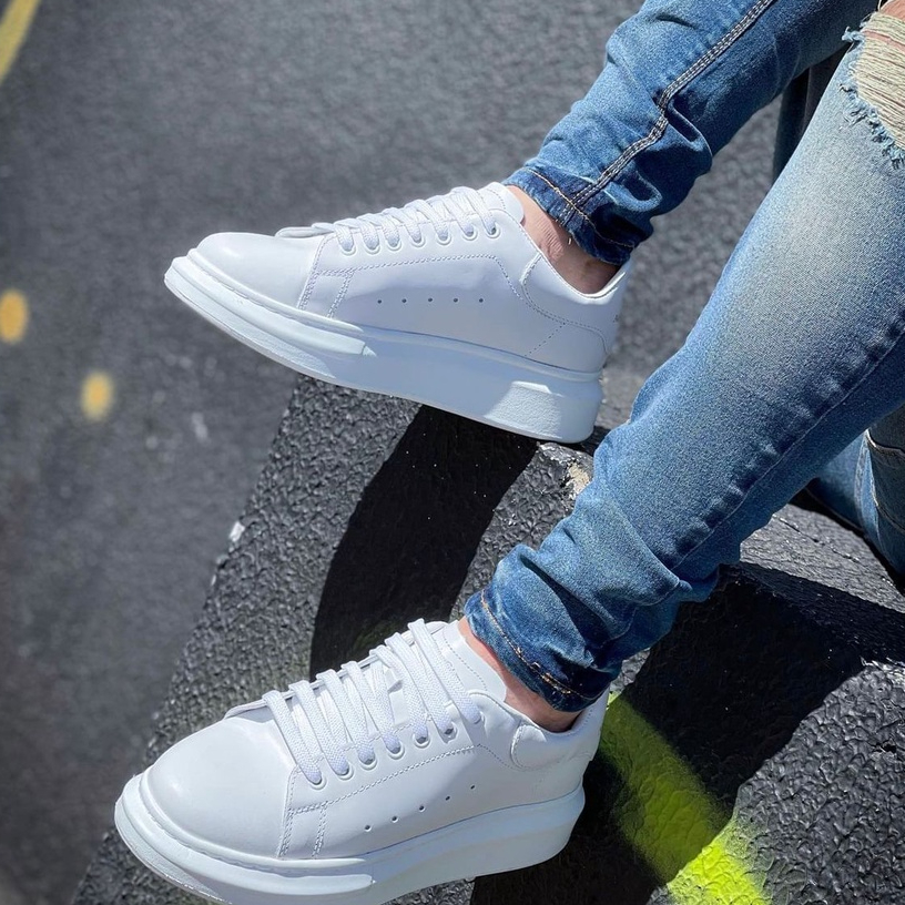 Tenis Casual Masculino Sola Alta 5cm Oversize Mcqueen Sneaker Clássico Branco