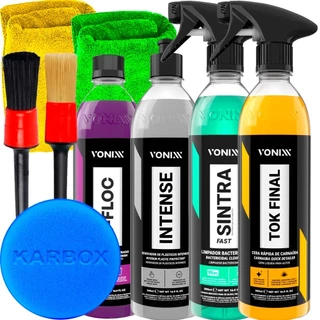 Kit Shampoo Automotivo V-Floc Vonixx Cera Tok Final Sintra Intense Produto para Lavar Carro Moto Pincel Toalha Aplicador Kit Vonixx