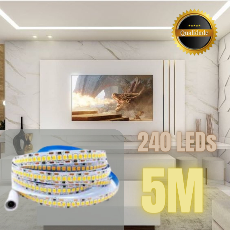 5 Metro Fita Led 2835 12v Ip20 240leds/m 48w/m 3000k Ou 6000k Cor da luz Branco-neutro 4000K