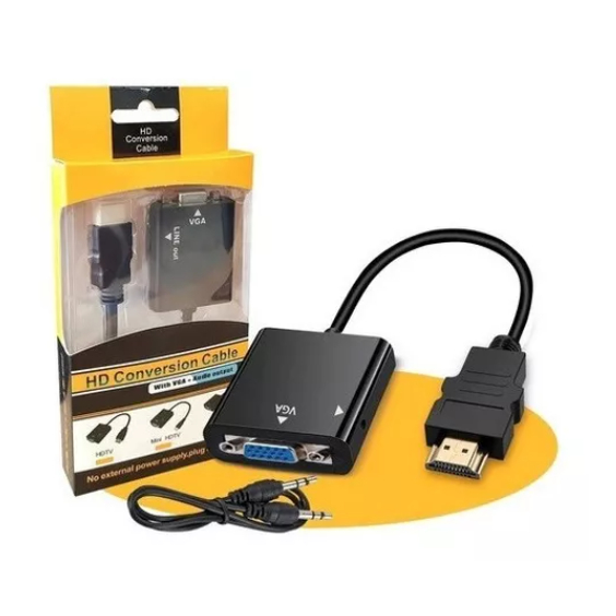 Cabo Adaptador Conversor Hdmi Para Vga Com Saída P2 De Áudio
