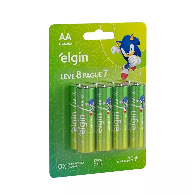 8 ou 16 Pilhas Elgin Alcalina Aa Pequena - Cartela Com 8 Unidades