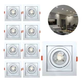 Kit 10 Spot Embutir Par20 Recuado Quadrado + Lampada Led 7w + Soquete Completo Luminaria