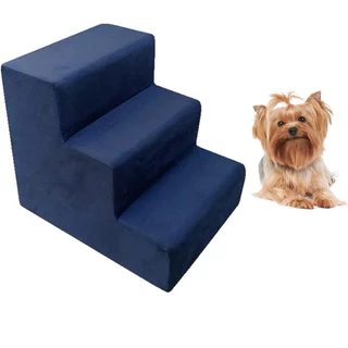 Escada Escadinha Pet Para Cachorro Gatos Animais de Estimação Sued Azul Marinho