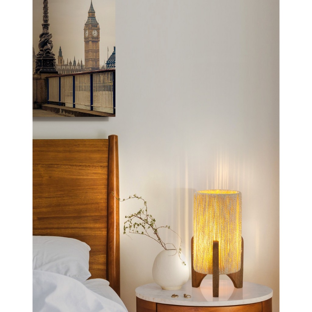 Luminária de Quarto Sala Abajur Elegante Pés de Madeira Ambiente Decorado Iluminação de Casa