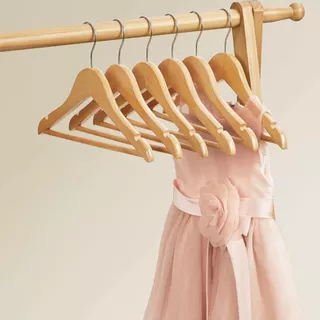 Kit 20 Cabides de Madeira Marfim com Verniz Para Conjunto Criança Moda Infantil