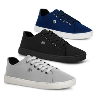 Kit 3 pares de tênis casual confortável estiloso