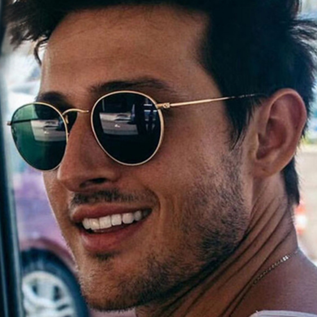 Óculos de Sol Redondo Oval Masculino Com Armação De Metal, Palhetas de Silicone, modelo Aviador