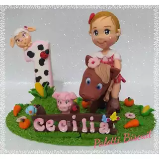 Topo de bolo - Vela Fazendinha Biscuit *** envio em 15 dias uteis