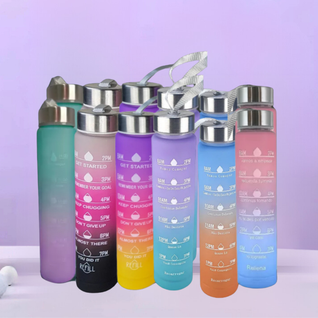 KIT 10 UN Garrafas de Água Squeeze Esportiva 300ml Academia Escola COLORIDAS ou PRETA