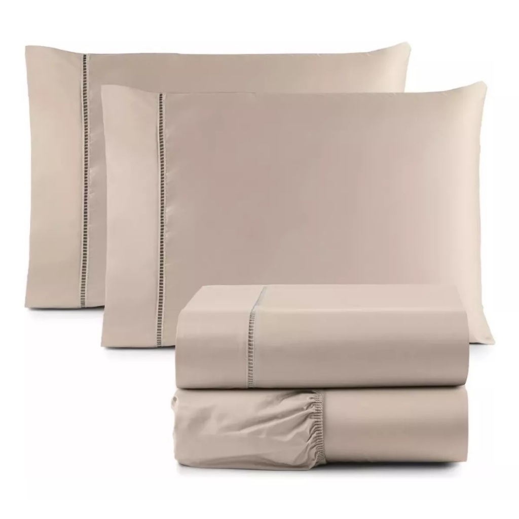 Jogo De Lençol Queen 4 Peças Percal 600 Fios Fio Egipcio