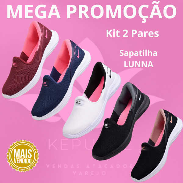 Kit 2 Sapatilha Ortopédica Feminino Confortavel Calce Facil Palmilha de Gel Macia PROMOÇÃO FRETE GRATIS