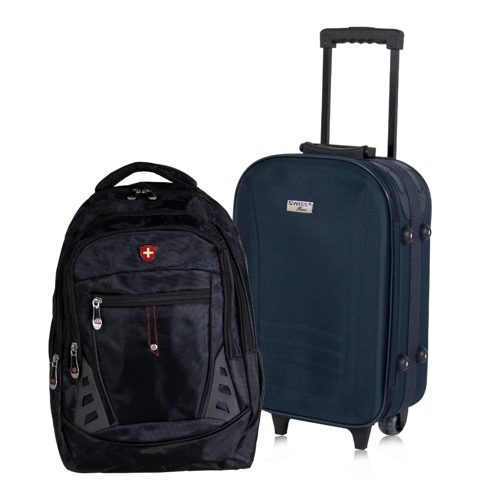 Conjunto Mala de Bordo Lucerna azul + Mochila para Notebook Interlagos Swiss Move
