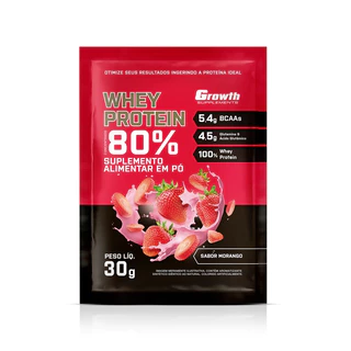 1x DOSE Whey Protein Concentrado 80% Sachês de 30g - Growth Supplements Morango
